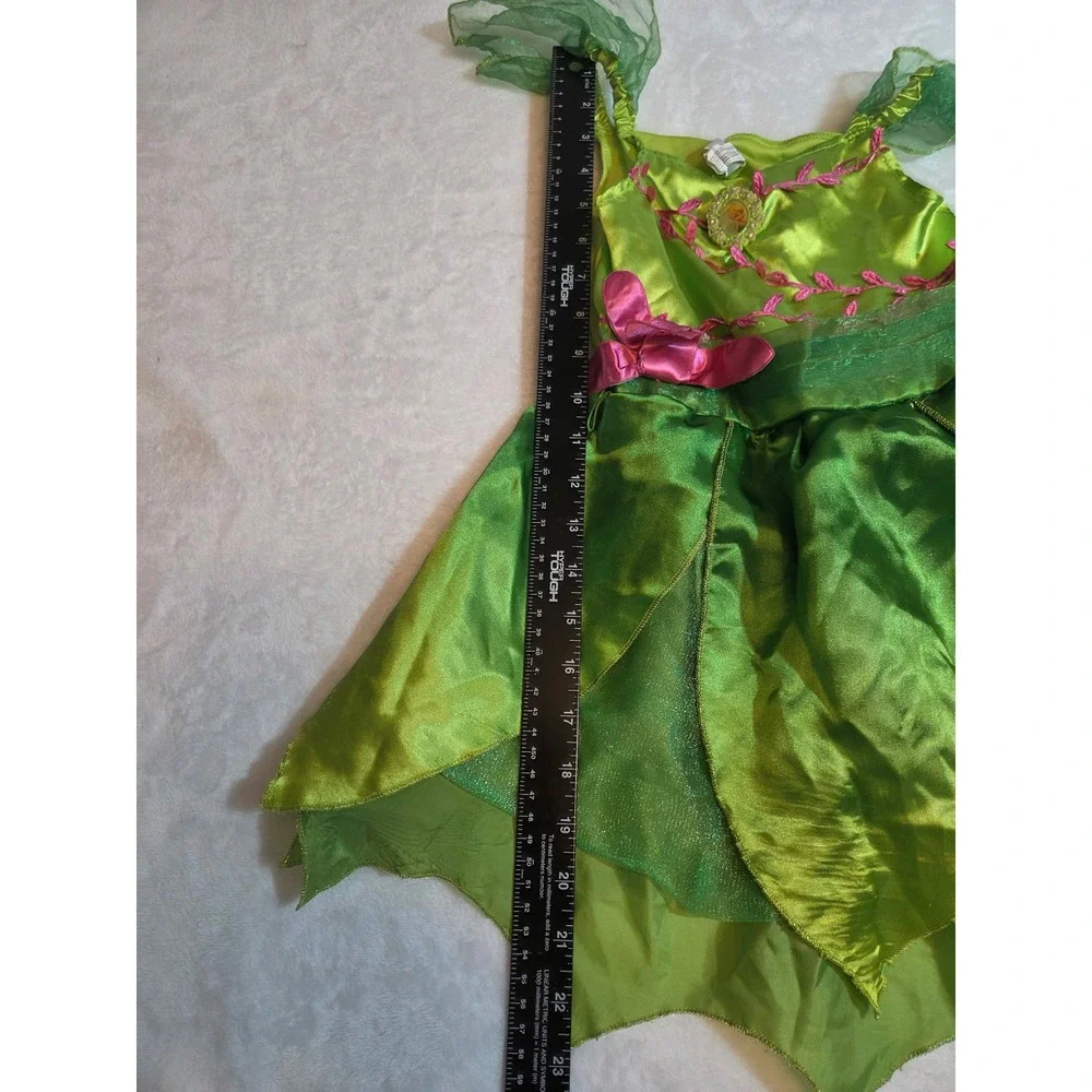 290 Disney Tinker Bell Costume Kids Small 4-6 Green Excellent Fairy Dress Up